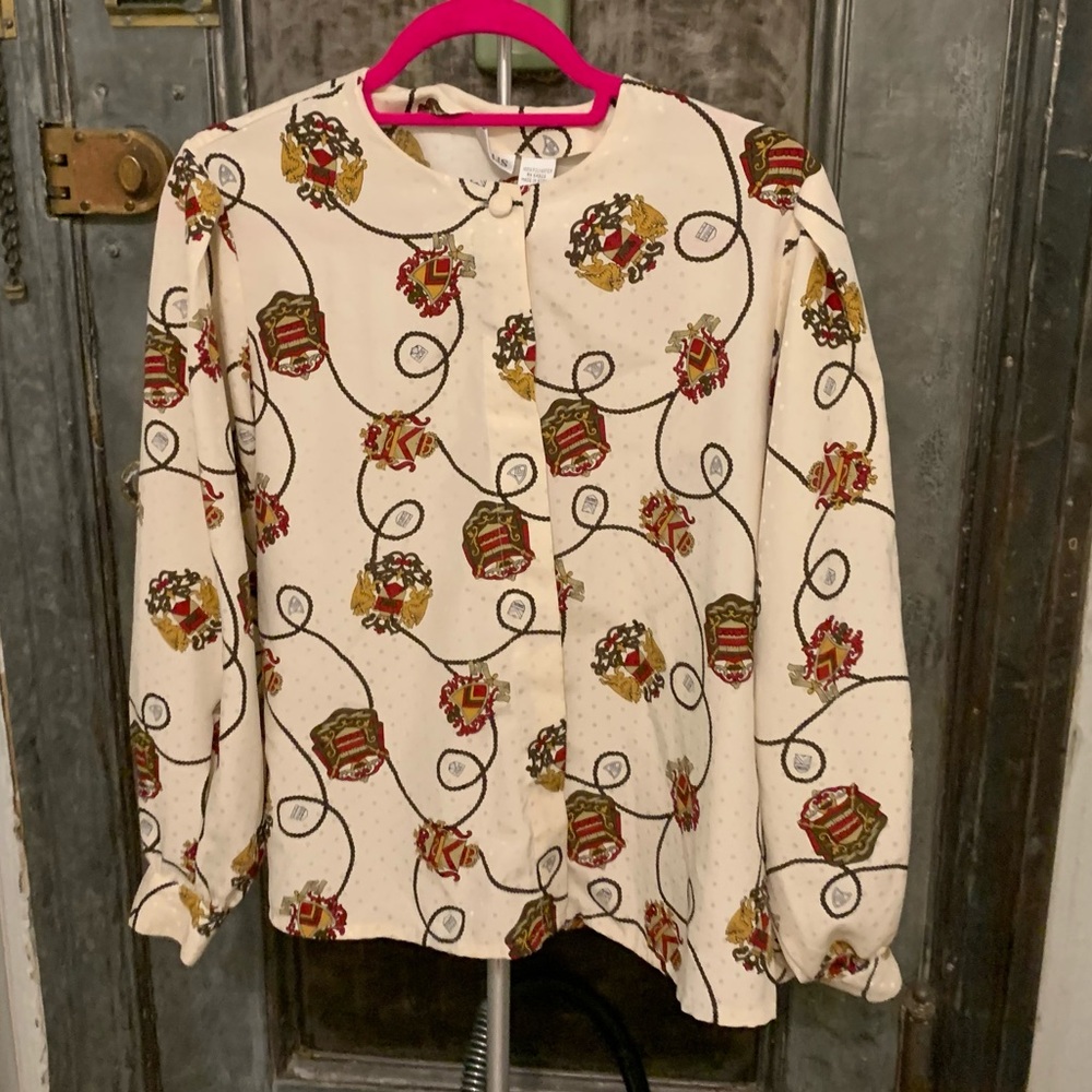 S/M Vintage 80s 90s Marlis silky regal  preppy old money  style crest an…